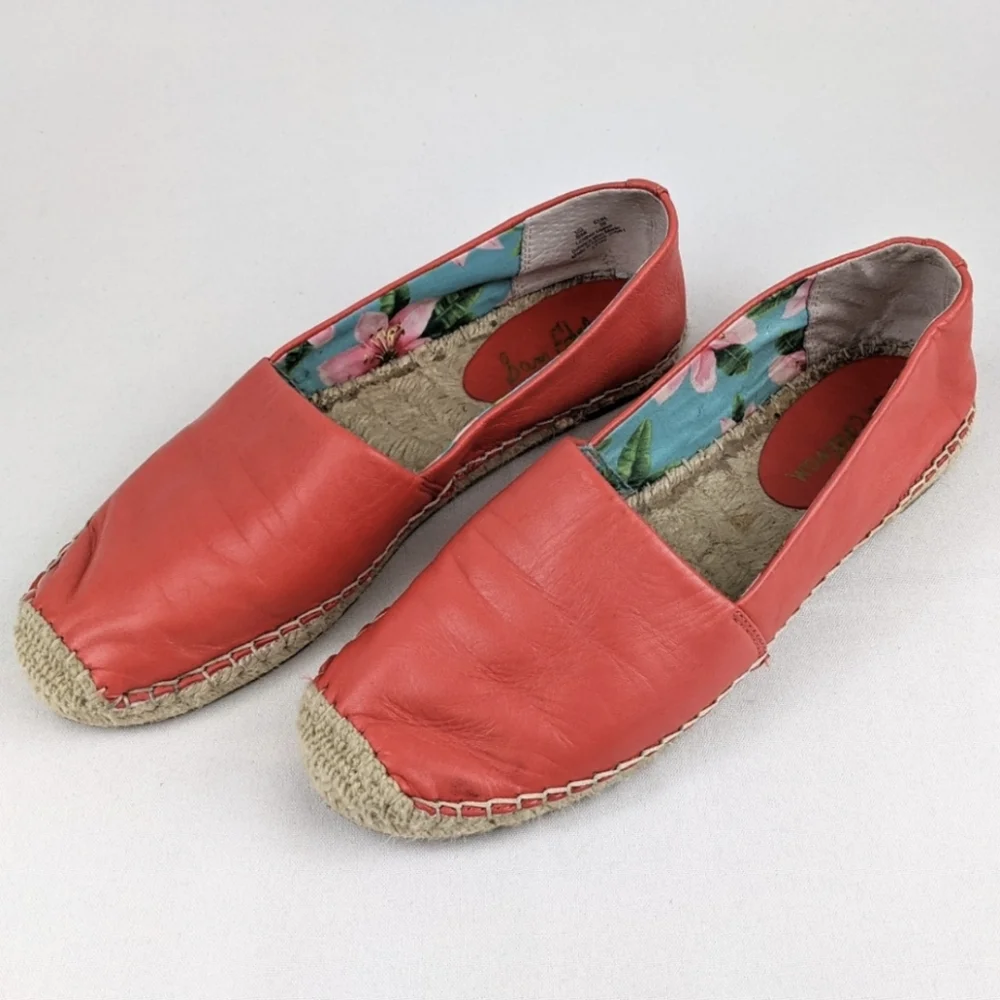 Sam Edelman Lynn Leather Espadrille Jute Toe Cap Slip On Beachy Coastal Orange 8
